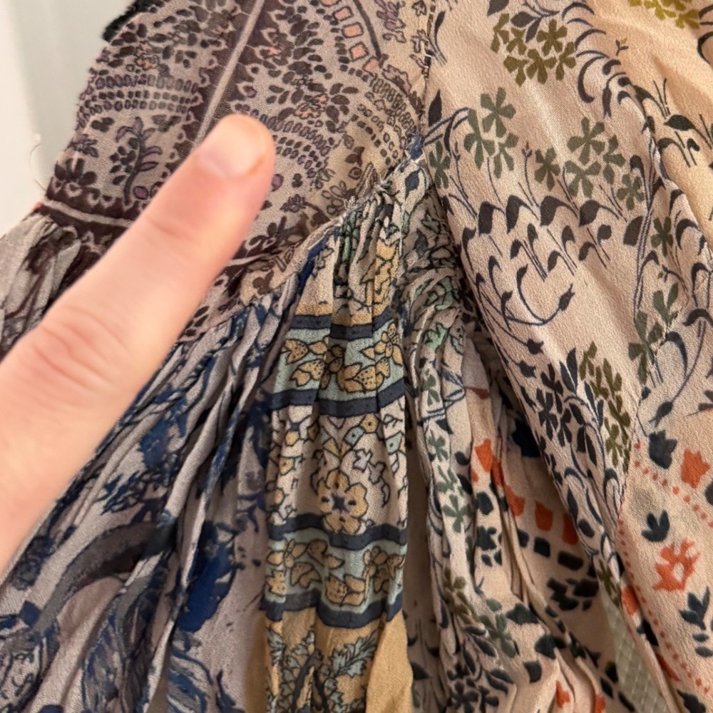 Free People Moroccan Dream Printed Maxi Dress Patchwork Boho V-Neck Size 4 - Picture 3 of 8